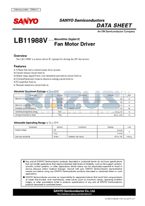 LB11988V datasheet - Fan Motor Driver