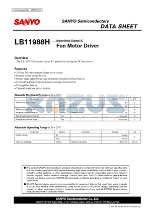 LB11988H datasheet - Fan Motor Driver