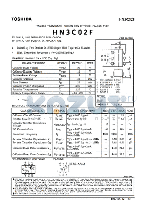 HN3C02F datasheet - NPN EPITAXIAL PLANAR TYPE (TV TUNER, UHF OSCILLATOR, CONVERTER APPLICATIONS)