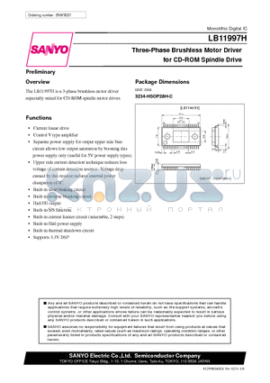 LB11997H datasheet - Three-Phase Brushless Motor Driver for CD-ROM Spindle Drive