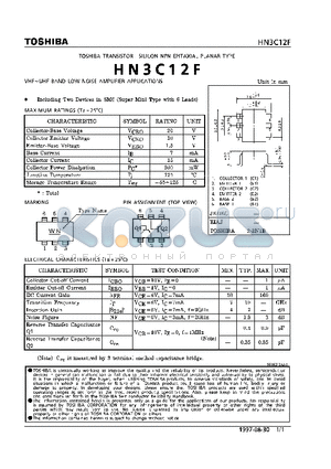 HN3C12F datasheet - NPN EPITAXIAL PLANAR TYPE (VHF~UHF BAND LOW NOISE AMPLIFIER APPLICATIONS)