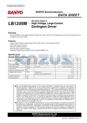 LB1205M datasheet - High-Voltage, Large-Current Darlington Driver