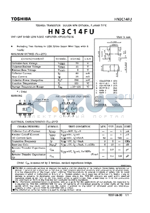 HN3C14 datasheet - NPN EPITAXIAL PLANAR TYPE (VHF~UHF BAND LOW NOISE AMPLIFIER APPLICATIONS)