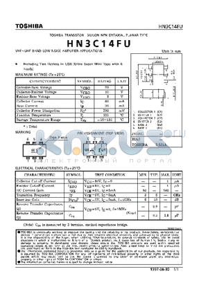 HN3C14FU datasheet - NPN EPITAXIAL PLANAR TYPE (VHF~UHF BAND LOW NOISE AMPLIFIER APPLICATIONS)