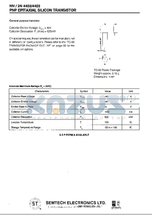 HN4403 datasheet - PNP EXPITAXIAL SILICON TRANSISTOR