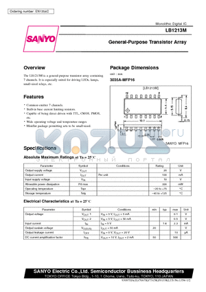 LB1213M datasheet - General-Purpose Transistor Array