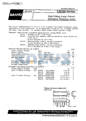 LB1231 datasheet - High-Voltage, High- Current Darlington Transistor Array
