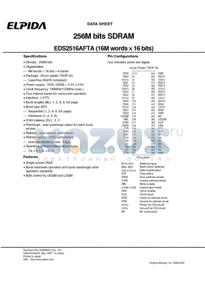 EDS2516AFTA-75-E datasheet - 256M bits SDRAM