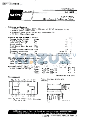 LB1235 datasheet - High-Voltage, High-Current Darlington Driver