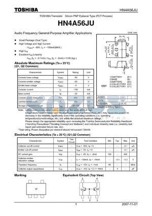 HN4A56JU datasheet - Audio Frequency General Purpose Amplifier Applications