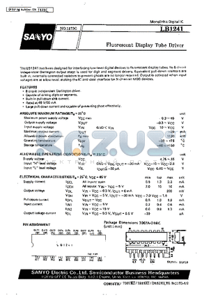 LB1241 datasheet - Fluorescent Display Tube Driver