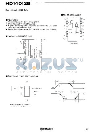 HD14012B datasheet - Dual 4-input NAND Gate