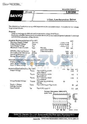 LB1258 datasheet - 7-Unit, Low-Saturation Driver