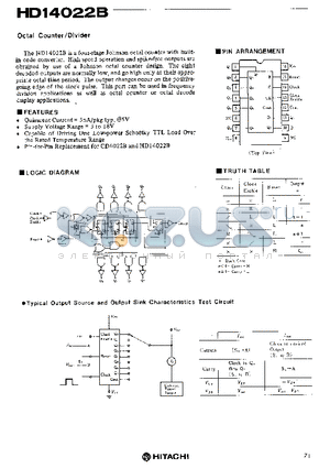 HD14022B datasheet - Octal Counter/Divider