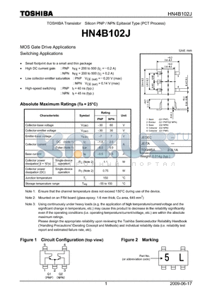 HN4B102J datasheet - Transistor Silicon PNP / NPN Epitaxial Type (PCT Process)