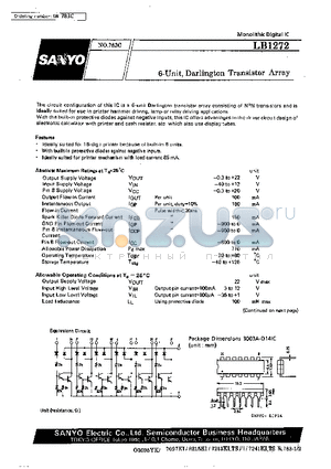 LB1272 datasheet - 6-Unit, Darlington Transistor Array