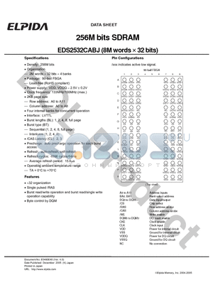 EDS2532CABJ-75-E datasheet - 256M bits SDRAM