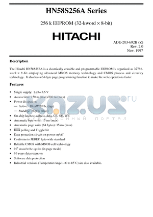 HN58S256A datasheet - 256 k EEPROM (32-kword x 8-bit)