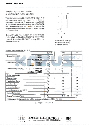 HN558 datasheet - PNP Silicon Epitaxial Planar Transistor for switching and AF applications