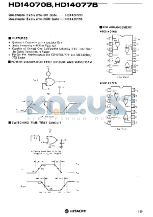 HD14070B datasheet - Quadruple Exclusive-OR Gate, Quadruple Exclusive-NOR Gate