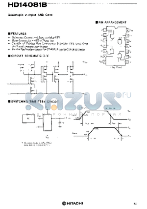 HD14081B datasheet - Quadruple 2-input AND Gate