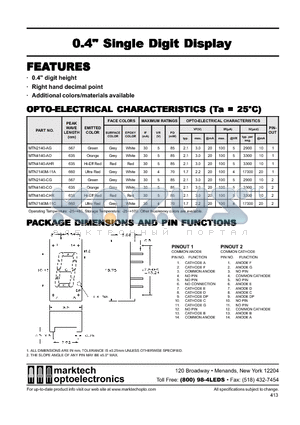 MTN4140-AO datasheet - Marktech 0.40 Single Digit