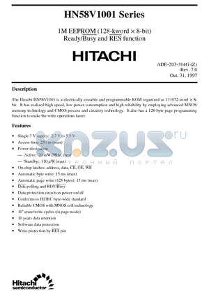 HN58V1001T-25 datasheet - 1M EEPROM (128-kword x 8-bit) Ready/Busy and RES function