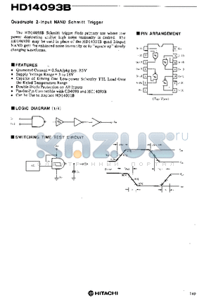 HD14093 datasheet - Quadruple 2-input NAND Schmitt Trigger