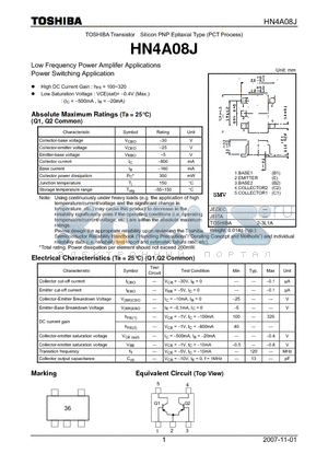 HN4A08J datasheet - Low Frequency Power Amplifer Applications Power Switching Application
