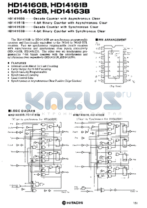 HD14160B datasheet - The HD14160B to HD14163B are synchronous programmable counters and functionally equivalent to the 74160 to 74163 TTL counters.