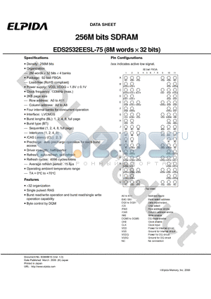 EDS2532EESL-75 datasheet - 256M bits SDRAM