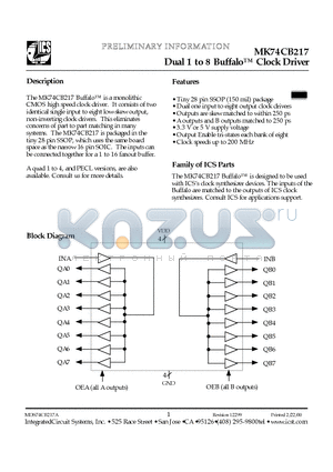 MK74CB217RTR datasheet - Dual 1 to 8 Buffalo Clock Driver