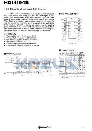 HD14194B datasheet - 4-bit Bidirectional Universal Shift Register