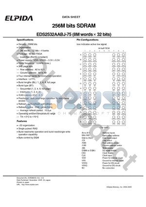 EDS2532AABJ-75 datasheet - 256M bits SDRAM