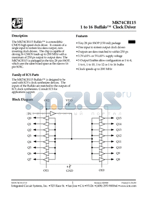 MK74CB115 datasheet - 1 to 16 Buffalo Clock Driver