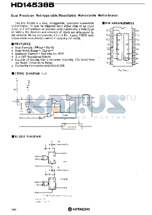 HD14538 datasheet - Dual Precision Retriggerable/Resettable Monostable Multivibrator