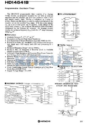 HD14541B datasheet - Programmable Oscillator/Timer