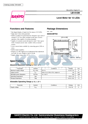 LB1412M datasheet - Level Meter for 12 LEDs