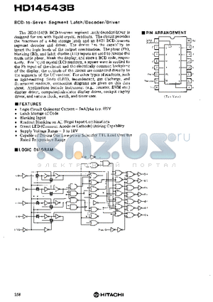 HD14543B datasheet - BCD-to-Seven Segment Latch/Decoder/Driver