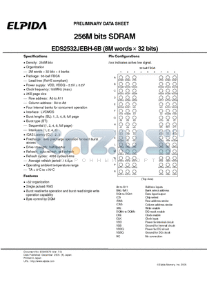 EDS2532JEBH-6B datasheet - 256M bits SDRAM