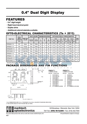 MTN4240R-11C datasheet - Marktech 0.40 Dual Digit