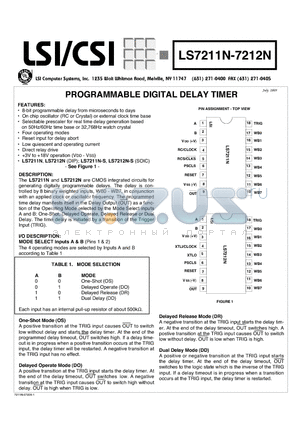 LS7211N datasheet - PROGRAMMABLE DIGITAL DELAY TIMER