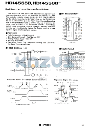 HD14555 datasheet - Dual Binary to 1-of-4 Decoder/Demultiplexer