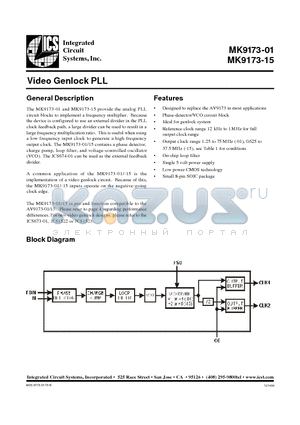 MK9173-01CS08 datasheet - Video Genlock PLL