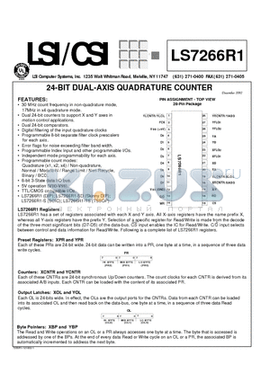 LS7266R1 datasheet - 24-BIT DUAL-AXIS QUADRATURE COUNTER