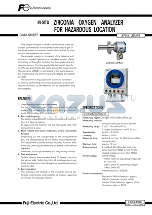 EDS3-139B datasheet - IN-SITU ZIRCONIA OXYGEN ANALYZER FOR HAZARDOUS LOCATION