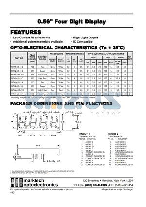 MTN5456-11C datasheet - Marktech 0.56 Four Digit