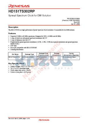 HD151TS302RPEL datasheet - Spread Spectrum Clock for EMI Solution