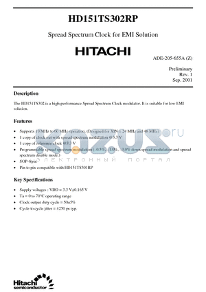 HD151TS302RP datasheet - Spread Spectrum Clock for EMI Solution