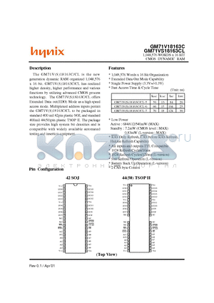 GM71V18163C-6 datasheet - 1,048,576 WORDS x 16 BIT CMOS DYNAMIC RAM